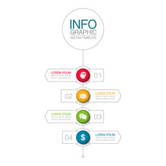 Vertical vector infographic template, 4 steps or options. Data presentation, business concept design for web, brochure, diagram.