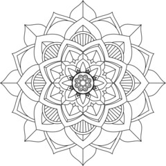 Easy Mandala coloring book simple and basic for beginners, seniors and children. Set of Mehndi flower pattern for Henna drawing and tattoo. Decoration in ethnic oriental, Indian style.