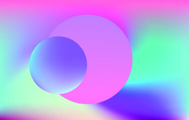 Colorful neon spheres holographic background. Abstract psychedelic illustration.