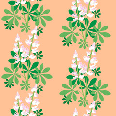 Lupine flowers seamless pattern