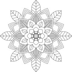 Easy Mandala coloring book simple and basic for beginners, seniors and children. Set of Mehndi flower pattern for Henna drawing and tattoo. Decoration in ethnic oriental, Indian style.