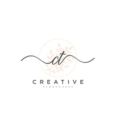 Fototapeta na wymiar CT Initial handwriting minimalist geometric logo template vector art, Logo for business beauty, fashion, and other