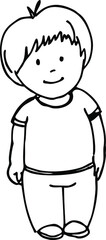boy, line art, black and white illustration, sketch, cartoon, funny