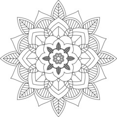 Easy Mandala coloring book simple and basic for beginners, seniors and children. Set of Mehndi flower pattern for Henna drawing and tattoo. Decoration in ethnic oriental, Indian style.