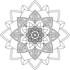 Easy Mandala coloring book simple and basic for beginners, seniors and children. Set of Mehndi flower pattern for Henna drawing and tattoo. Decoration in ethnic oriental, Indian style.