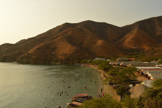 The stunning beaches and mountains of Parque Nacional Natural Tayrona in Santa Marta region of Colombia