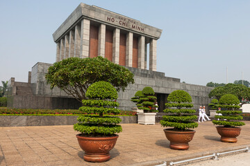 The impressive brutalist architecture of Ho Chi Minh's Mausoleum, Ba Dình, Hanoi, Vietnam