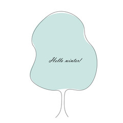 Hello winter background tree with snow vector illustration