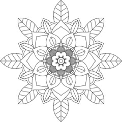 Easy Mandala coloring book simple and basic for beginners, seniors and children. Set of Mehndi flower pattern for Henna drawing and tattoo. Decoration in ethnic oriental, Indian style.