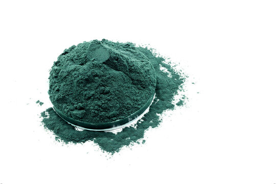 Green spirulina alga isolated on white background