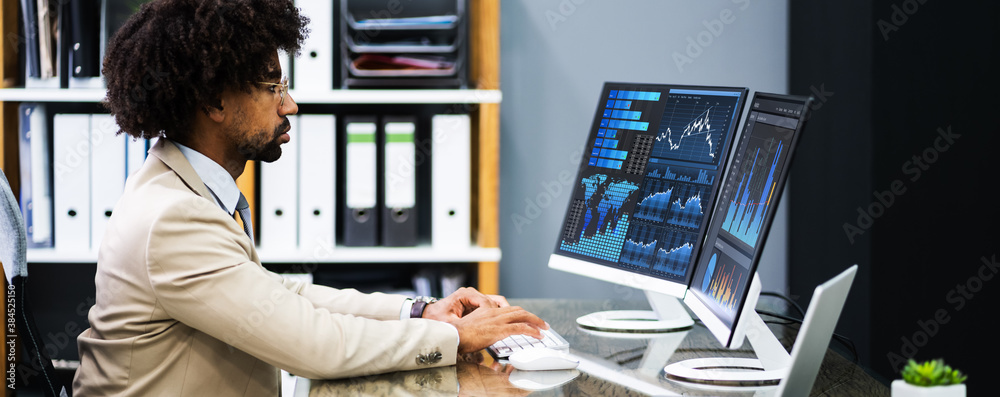 Poster business data analyst using computer