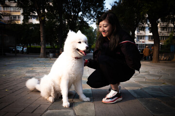 woman with a big dog
