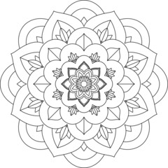 Easy Mandala coloring book simple and basic for beginners, seniors and children. Set of Mehndi flower pattern for Henna drawing and tattoo. Decoration in ethnic oriental, Indian style.