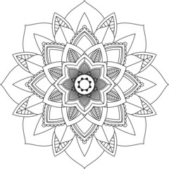 Easy Mandala coloring book simple and basic for beginners, seniors and children. Set of Mehndi flower pattern for Henna drawing and tattoo. Decoration in ethnic oriental, Indian style.