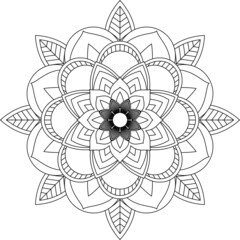 Easy Mandala coloring book simple and basic for beginners, seniors and children. Set of Mehndi flower pattern for Henna drawing and tattoo. Decoration in ethnic oriental, Indian style.