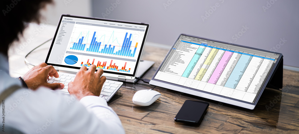 Poster analyst working with spreadsheet data