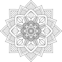 Easy Mandala coloring book simple and basic for beginners, seniors and children. Set of Mehndi flower pattern for Henna drawing and tattoo. Decoration in ethnic oriental, Indian style.