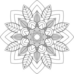 Easy Mandala coloring book simple and basic for beginners, seniors and children. Set of Mehndi flower pattern for Henna drawing and tattoo. Decoration in ethnic oriental, Indian style.