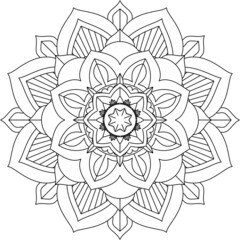 Easy Mandala coloring book simple and basic for beginners, seniors and children. Set of Mehndi flower pattern for Henna drawing and tattoo. Decoration in ethnic oriental, Indian style.