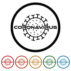 Coronavirus sign ring icon, color set