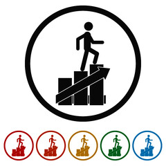 Ladder of success ring icon, color set
