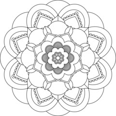 Easy Mandala coloring book simple and basic for beginners, seniors and children. Set of Mehndi flower pattern for Henna drawing and tattoo. Decoration in ethnic oriental, Indian style.
