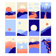 Abstract landscape set Minimalist style Abstract image