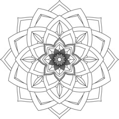 Easy Mandala coloring book simple and basic for beginners, seniors and children. Set of Mehndi flower pattern for Henna drawing and tattoo. Decoration in ethnic oriental, Indian style.