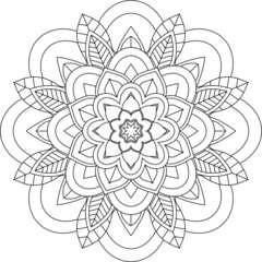 Easy Mandala coloring book simple and basic for beginners, seniors and children. Set of Mehndi flower pattern for Henna drawing and tattoo. Decoration in ethnic oriental, Indian style.