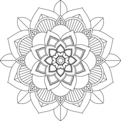 Easy Mandala coloring book simple and basic for beginners, seniors and children. Set of Mehndi flower pattern for Henna drawing and tattoo. Decoration in ethnic oriental, Indian style.