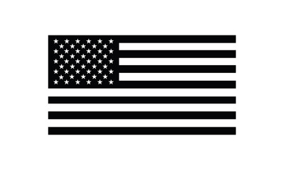 USA flag black and white, U.S., America, United States vector illustration