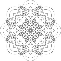 Easy Mandala coloring book simple and basic for beginners, seniors and children. Set of Mehndi flower pattern for Henna drawing and tattoo. Decoration in ethnic oriental, Indian style.