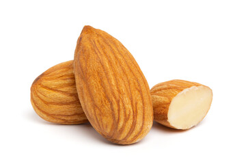 Almonds isolated on white background