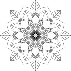 Easy Mandala coloring book simple and basic for beginners, seniors and children. Set of Mehndi flower pattern for Henna drawing and tattoo. Decoration in ethnic oriental, Indian style.