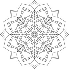 Easy Mandala coloring book simple and basic for beginners, seniors and children. Set of Mehndi flower pattern for Henna drawing and tattoo. Decoration in ethnic oriental, Indian style.
