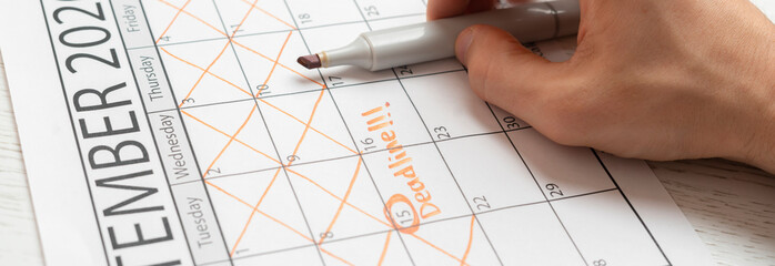 deadline date on the calenadar, time event schedule