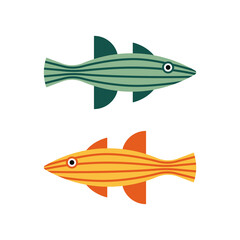 Vector illustration of fish isolated on white background. Handdrawn design element