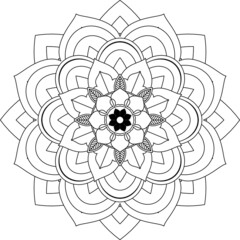 Easy Mandala coloring book simple and basic for beginners, seniors and children. Set of Mehndi flower pattern for Henna drawing and tattoo. Decoration in ethnic oriental, Indian style.