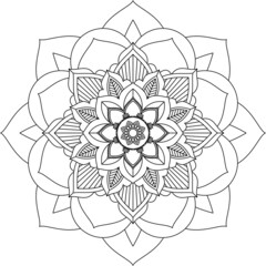 Easy Mandala coloring book simple and basic for beginners, seniors and children. Set of Mehndi flower pattern for Henna drawing and tattoo. Decoration in ethnic oriental, Indian style.