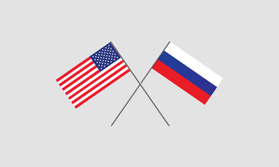 USA, United States Russia flags friendship, partnership, cooperation vector illustration