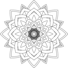 Easy Mandala coloring book simple and basic for beginners, seniors and children. Set of Mehndi flower pattern for Henna drawing and tattoo. Decoration in ethnic oriental, Indian style.