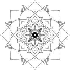 Easy Mandala coloring book simple and basic for beginners, seniors and children. Set of Mehndi flower pattern for Henna drawing and tattoo. Decoration in ethnic oriental, Indian style.