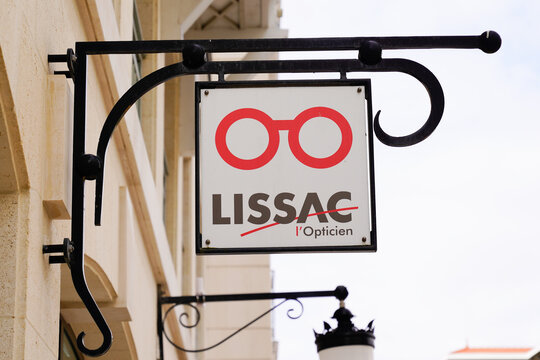 lissac logo shop and text sign front of store french Optician glasses