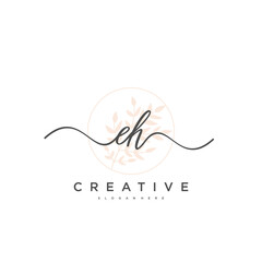 Naklejka na ściany i meble EH Initial handwriting minimalist geometric logo template vector art, Logo for business beauty, fashion, and other