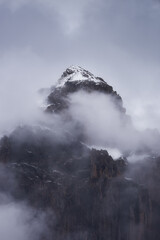 clouds over mountain on french alps