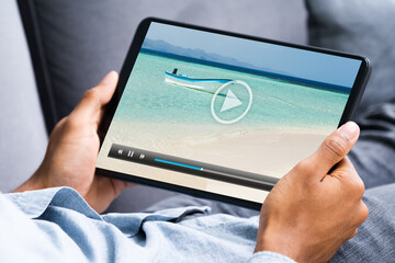 Man Watching Movie Or TV Video