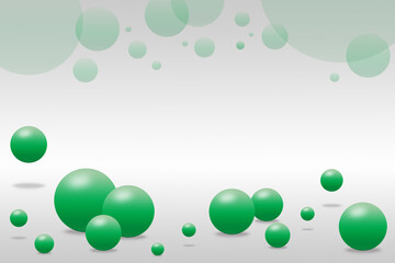 Abstract Falling Green Spheres Background.  Place for your text is in the middle of the illustration.