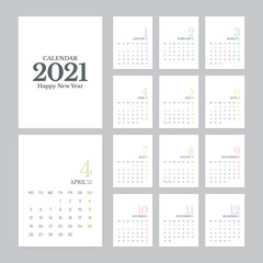 Simple Calendar 2021 Design Week Starts on Monday