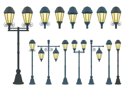 Vintage street lamp vector design illustration isolated on white background