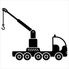 Crane Truck Icon, Crane Mounted On Truck, Towing Service Truck